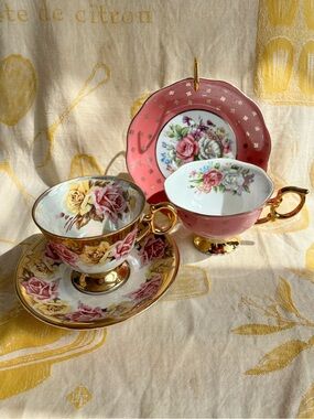 Duo of Vintage Teacup and Saucer Sets from Japan, Shafford and Royal Sealy China
